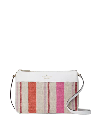 Kate Spade New York Leila Striped Canvas Triple Gusset Crossbody