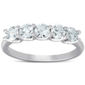 1 Ct Five Stone EX3 Lab Grown Diamond Wedding Ring 14k White Gold EX3 Lab Grown