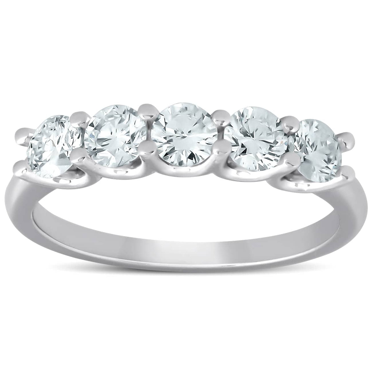 1 Ct Five Stone EX3 Lab Grown Diamond Wedding Ring 14k White Gold EX3 Lab Grown