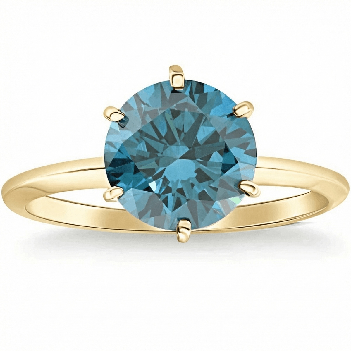 2Ct Blue Diamond Solitaire Engagement Ring in 14k White or Yellow Gold Lab Grown