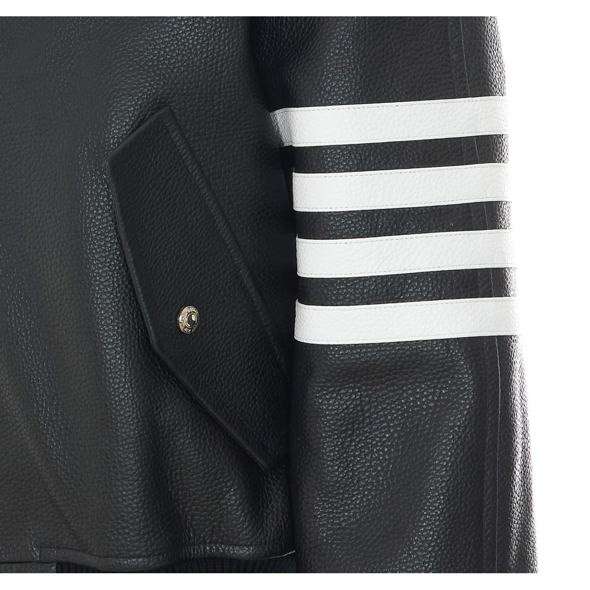 Thom Browne Men Oversized Leather Bomber With 4-Bar