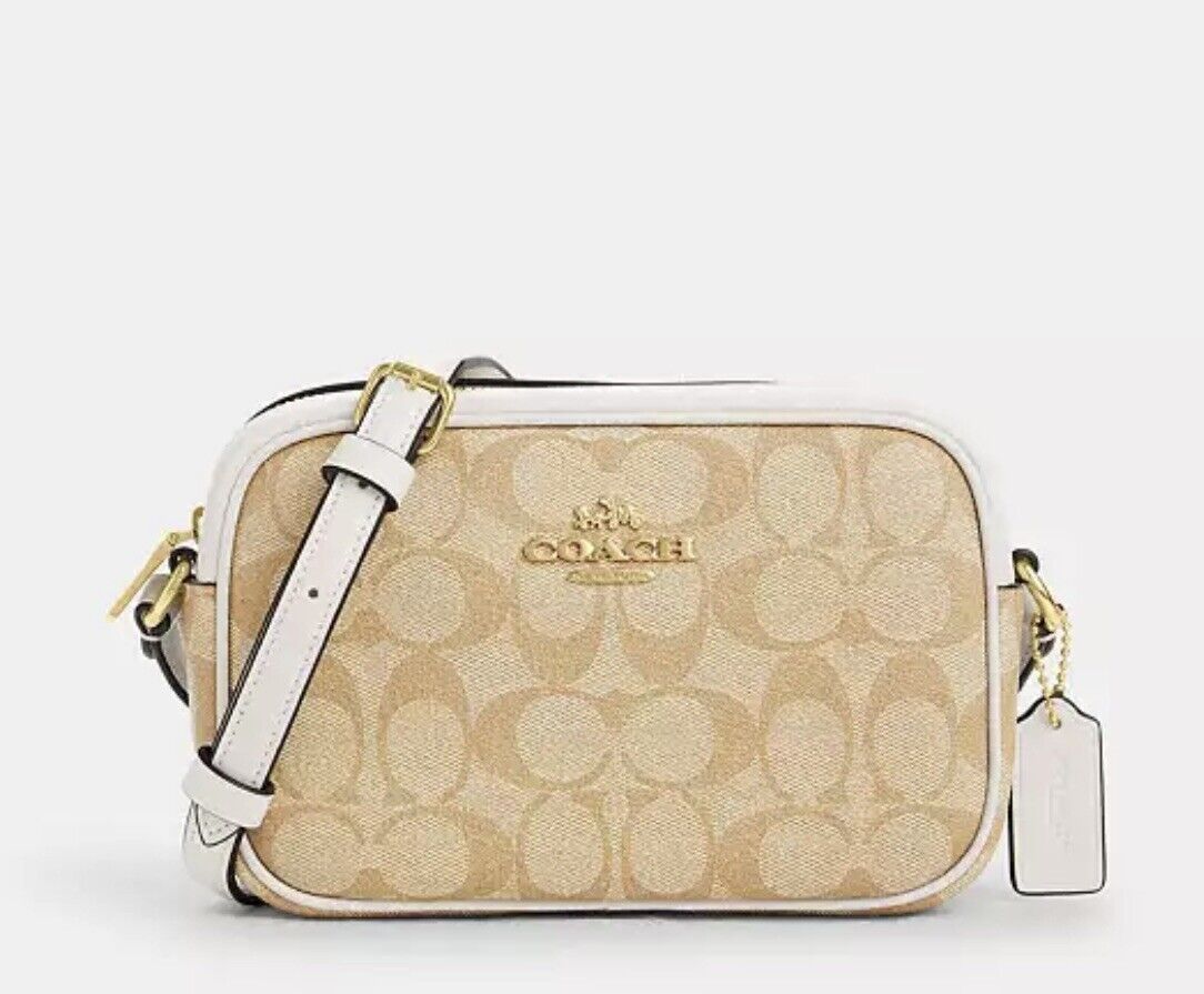 NWT Coach Mini Jamie Camera Crossbody Bag In Signature Canvas & Leather