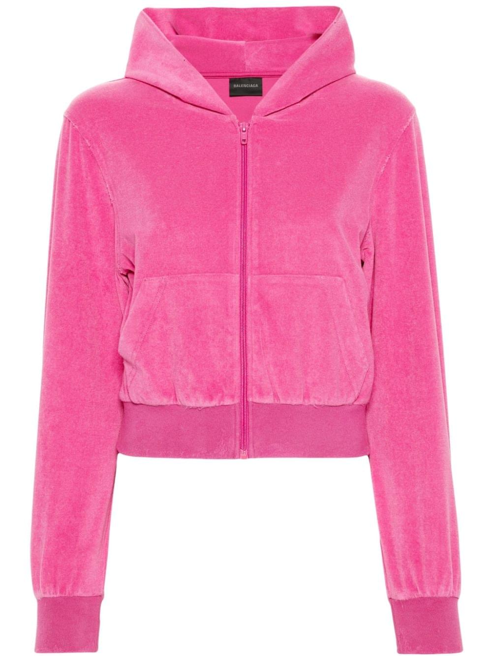 Balenciaga Women Velvet Zipped Hoodie