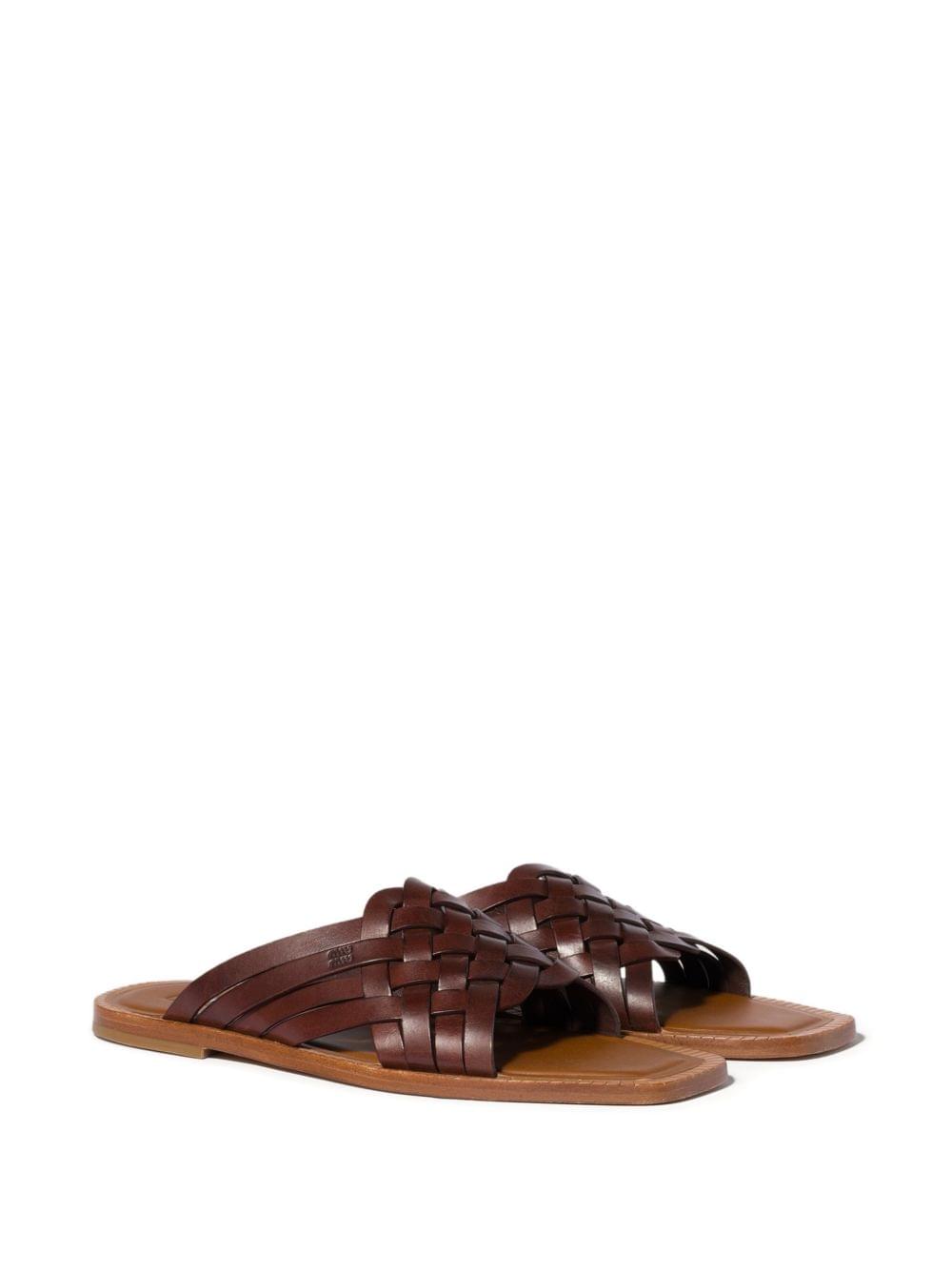 Miu Miu Women Leather Flat Sandals