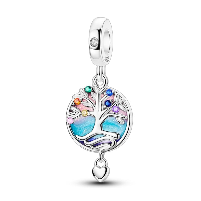 Tree of Life with Multicolor Gemstones Dangle Charm