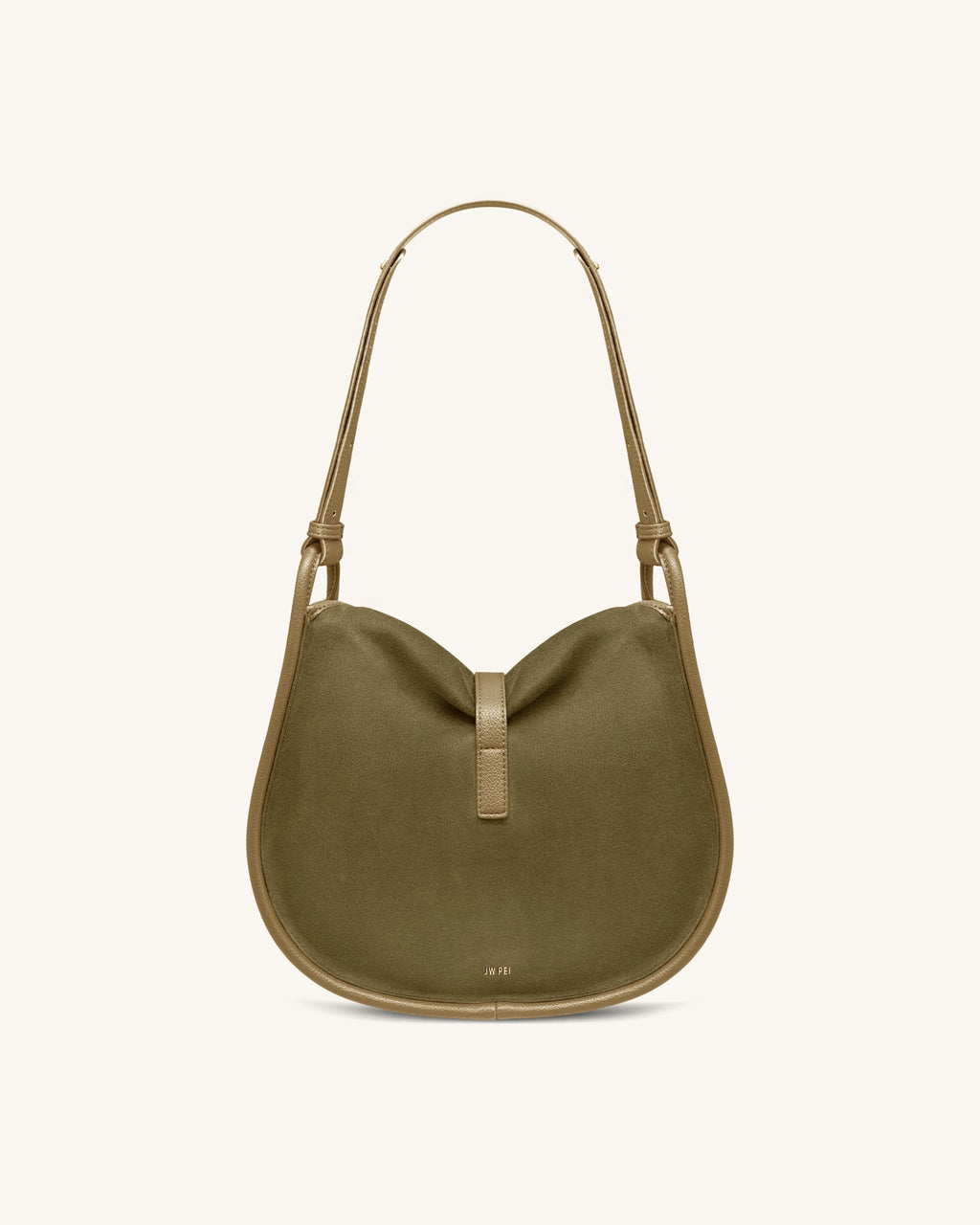 Arla Small Faux Suede Hobo Bag - Olive Green