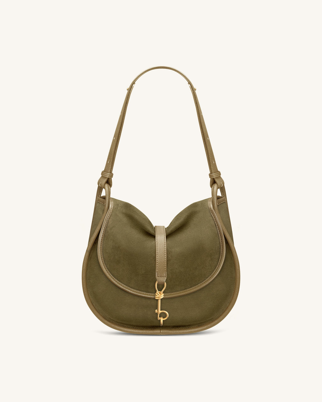 Arla Small Faux Suede Hobo Bag - Olive Green