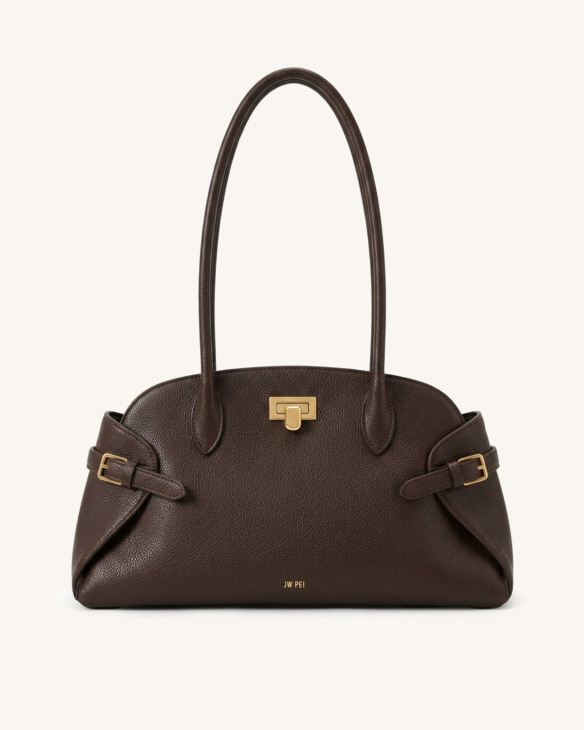 Ziva Winged Long Handle Tote Bag - Dark Brown