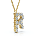 1Ct Diamond Initial "R" Pendant 14k Gold 18" Necklace Lab Grown 5/8" Tall
